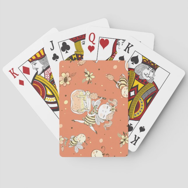 Small Bee Drawing Playing Cards (Back)