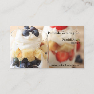 Small berry trifles in glasses business card