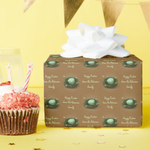 Small Bird Nest with Blue Speckled Egg Brown Wrapping Paper