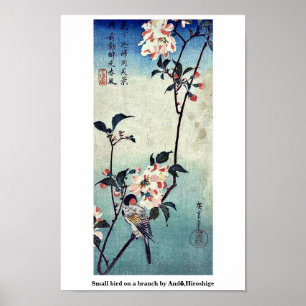 Small bird on a branch by Andō,Hiroshige Poster