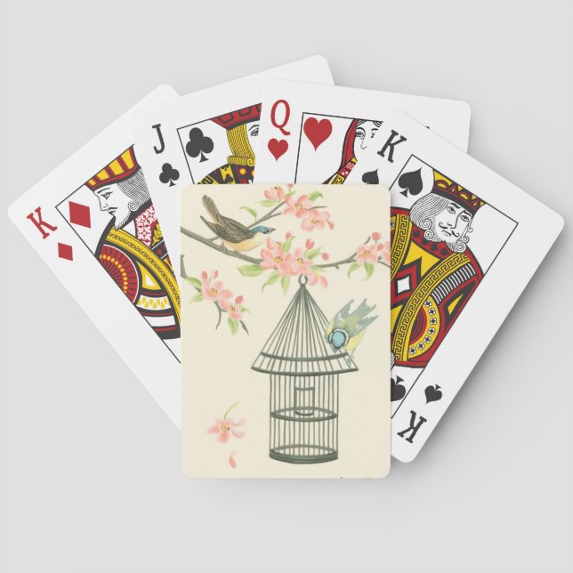 Small Birds Perched on a Branch and on a Birdcage Playing Cards (Back)