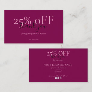 Small Biz Burgundy Thank You Discount Card
