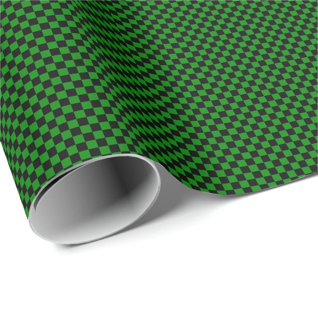 Small Black and Green Checks Wrapping Paper (Roll Corner)