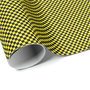 Small Black and Yellow Checks Wrapping Paper