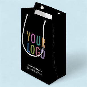 Small Black Gift Bag Custom Business Logo Bulk