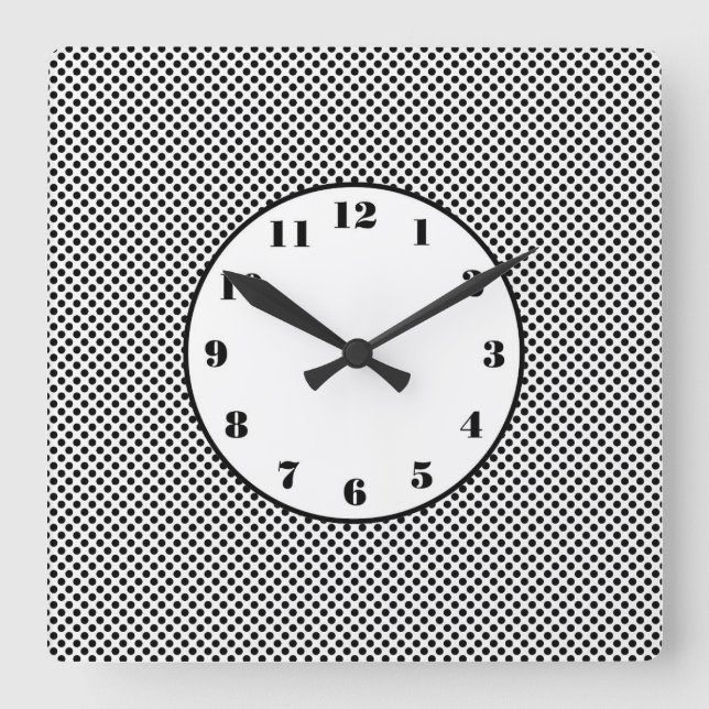 Small Black Polka Dots Round Clock (Front)
