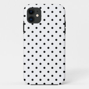 Small Black Polka dots white background iPhone 11 Case