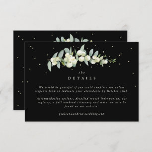 Small Black Snowberry+Eucalyptus Wedding Details Enclosure Card