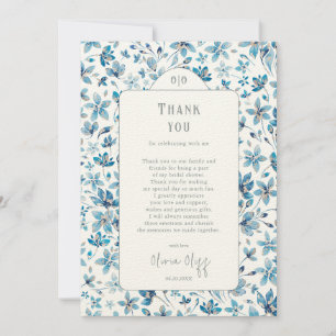 Small Blue Bridal Shower Thank You Card