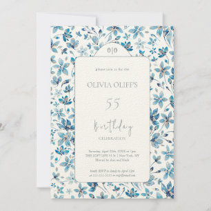 Small Blue Flowers Birthday Any Age Invitation