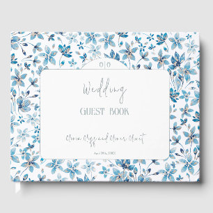 Small Blue Flowers Wedding Guest Book