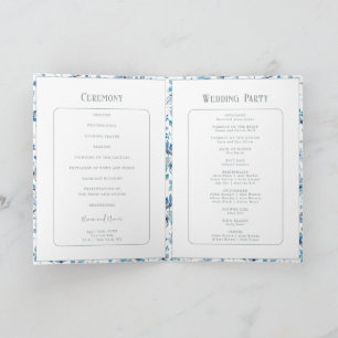 Small Blue Flowers Wedding Program Invitation