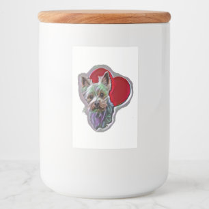 Small Blue Gold PopArt Yorkshire Yorkie Terrier Food Label