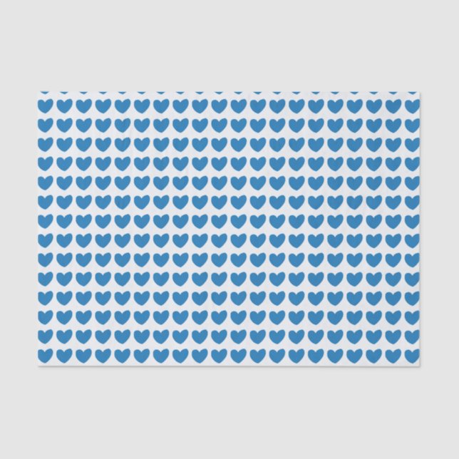 Small Blue Hearts Pattern Tissue Paper (Front)