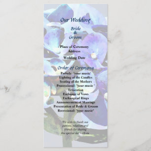 Small Blue Hydrangea Wedding Program Programme