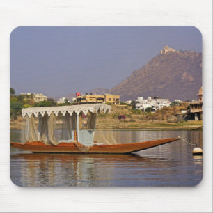 Small boat, Lake Pichola, Udaipur, India. Mouse Pad