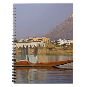 Small boat, Lake Pichola, Udaipur, India. Spiral Notebook
