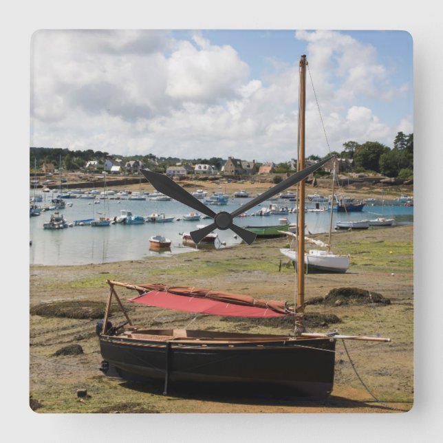 Small Boats | Ploumanac'H, France Square Wall Clock (Front)