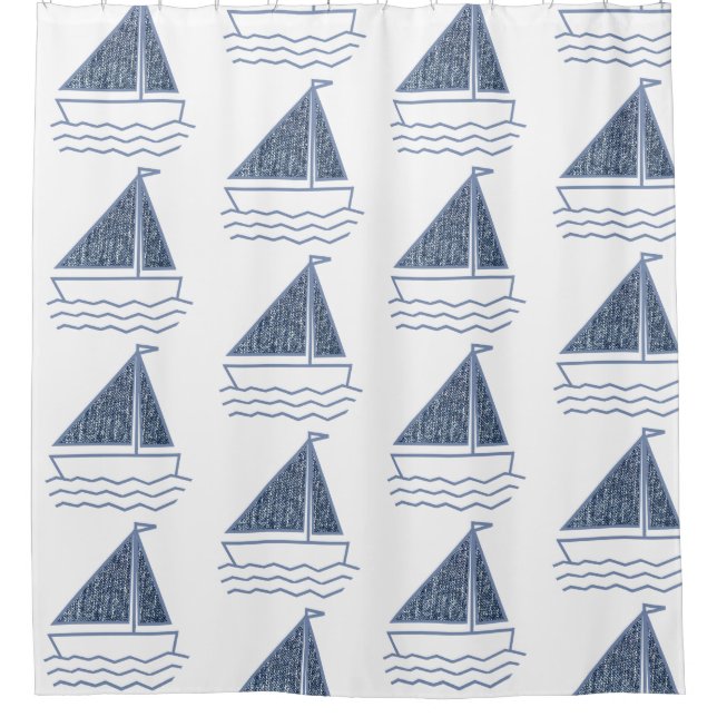 Small boats shower curtain (Front)