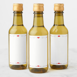 Small bottle of wine with hearts label