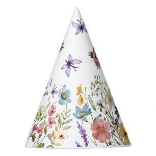 Small Bright Wildflowers Watercolor Birthday Party Hat