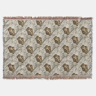 Small Brown Barn Owl Artistic Portrait Throw Blanket