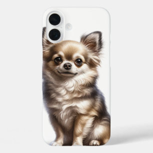SMALL BROWN LONG HAIRED CHIHUAHUA PUPPY DOG iPhone 16 PLUS CASE