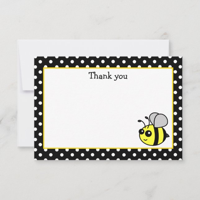 Small Bumble Bee Yellow Flat Thank You Note Cards (Front)