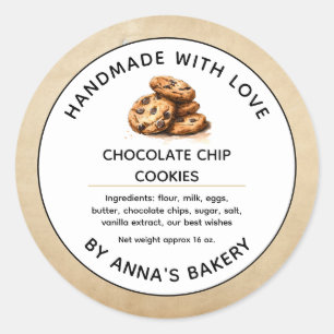 Small Business Baked Goods Chocolate Chip Cookies Classic Round Sticker