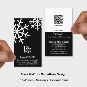 Small Business Black & White Snowflake XX% Off Discount Card