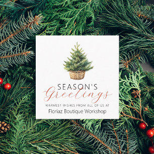 Small Business Christmas Tree Winter Greenery Square Business Card