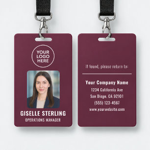 Small Business Company Logo Employee Photo ID Badge