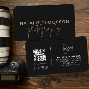 Small Business Cool QR Code With Logo Photography Card