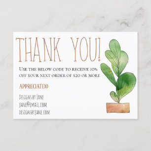 Small Business Coupon Pink Thank You Insert Card