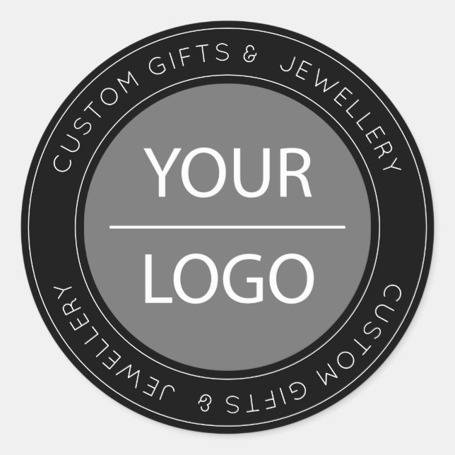 Small Business custom modern black custom LOGO Classic Round Sticker (Front)