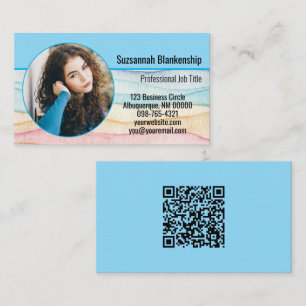 Small Business Custom Round Photo and QR Code  Card