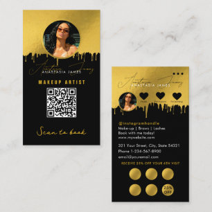 Small Business Discount Loyalty QR Code Black Gold Card
