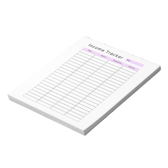 Small Business Income Tracker Planner Notepad (Rotated)