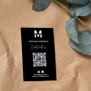 Small Business Instagram Facebook QR Code Black Business Card