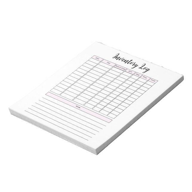 Small Business Inventory Log Notepad (Rotated)