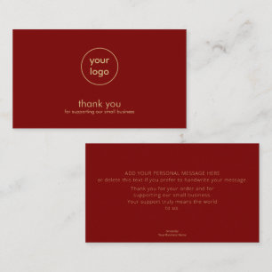 Small Business Logo Thank You Card Burgundy Gold