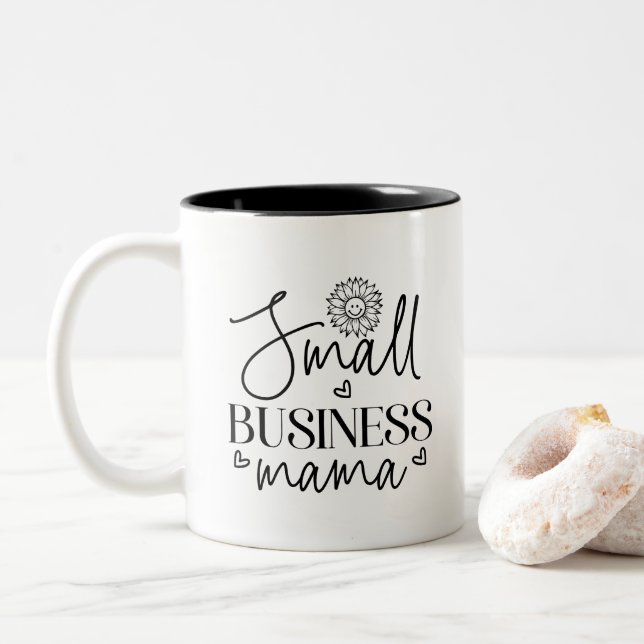 Small Business Mama funny Two-Tone Coffee Mug (With Donut)