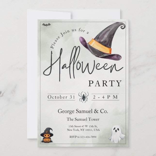 Small Business Minimalist Halloween Office Party Invitation (Front)