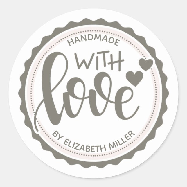 Small Business Personalised Handmade with Love  Classic Round Sticker (Front)