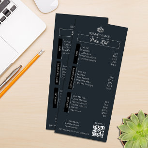 Small Business Price List Menu Black White Grey