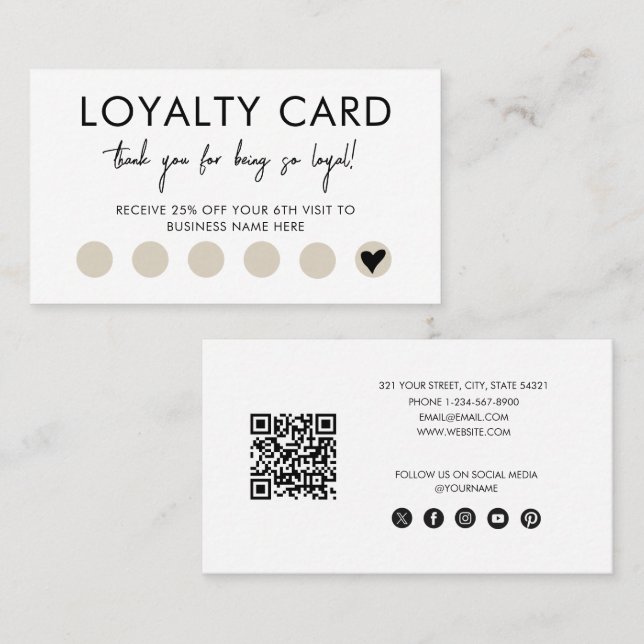 Small Business QR Code Loyalty Reward Discount Card (Front/Back)