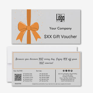 Small Business QR Code Note Gift Voucher Card