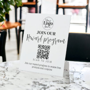Small business reward program QR code promotion Pedestal Sign