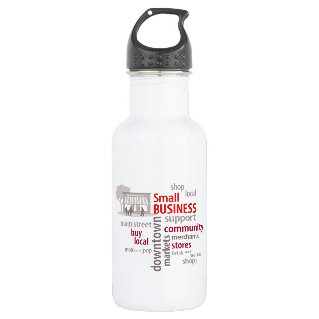 Small Business, Shop Local, Buy Local 532 Ml Water Bottle (Front)