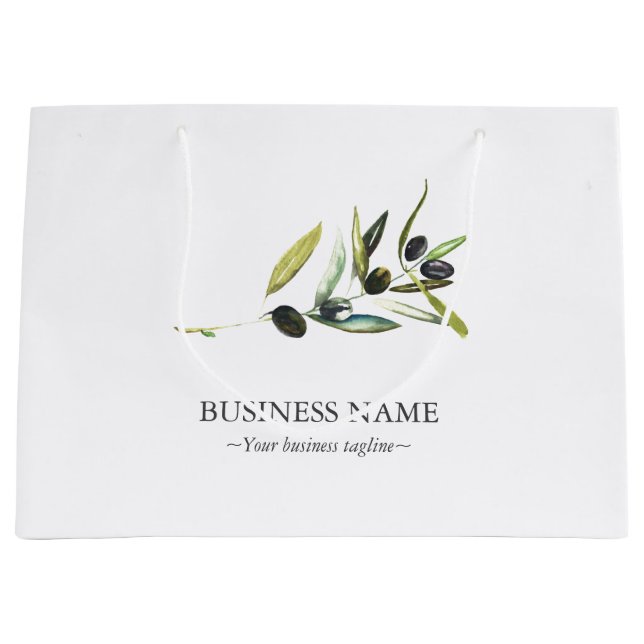 Small Business Shopping Bags Watercolor Olive Bran (Front)